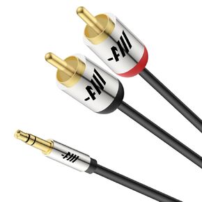 RCA Audio Cable, RCA Male to AUX Audio Cable 3.5 mm 1/8 to RCA 2-Male Headphone Jack Adapter Splitter RCA Auxiliary Y Cord for Phone Speaker MP3 Tablet, 6.6 Feet