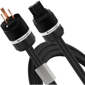 Monosaudio Audio Power Cable,13AWG 3 Prong HiFi Power Cable, Pure Copper Audiophile Power Cord, Hi-End Braided Sleeve Amplifier Power Cord,Speaker Power Wire with US Plug and IEC Connector 5.9FT/1.8M