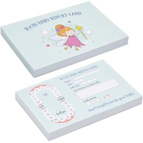 Bright Creations 40-Pack Tooth Fairy Report Cards & Tooth Fairy Note Cards for Kids, Boys and Girls - Light Blue 4x6 Inch