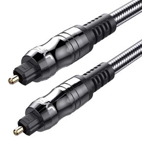 Digital Optical Audio Toslink Cable 6ft, S/PDIF Port, 24K Gold Plated Connectors, for Home Theater, Sound Bar, TV, PS4, Xbox, Playstation, 1Pack