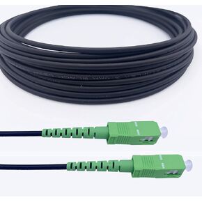 Elfcam® - 15m/49.2ft Armored Fiber Optic Cable for Outdoor and Indoor SC/APC to SC/APC Simplex Singlemode, Compatible with FTTH Cables, 15 Meters