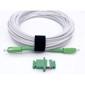 Elfcam® - 5m/16.4ft Fiber Optic Cable Singlemode SC/APC to SC/APC, Delivery with The Coupler for Extending Fiber Optic Cable, Compatible with FTTH Cable, White, 5 Meters