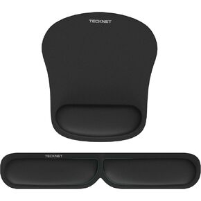 TECKNET Keyboard Wrist Rest and Mouse Pad with Wrist Support, Memory Foam Set for Computer/Laptop/Mac, Lightweight for Easy Typing & Pain Relief Ergonomic Mousepad (Black)
