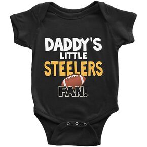 Baby Boy Girl Bodysuit Daddy's Little Steelers Fan Black Short Sleeve Newborn Organic Bodysuit