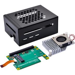 GeeekPi Metal Case for Raspberry Pi 5, with Official Raspberry Pi M.2 HAT+ and Active Cooler, Support M.2 SSD 2230/2242