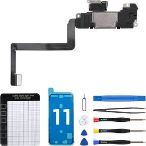 for iPhone 11 Ear Speaker Replacement OEM Repair New Front Earpiece Module with Proximity Sensor Ambient Light Sensor Flex Cable Connector Fix Tools Kit for A2111 A2223 A2221