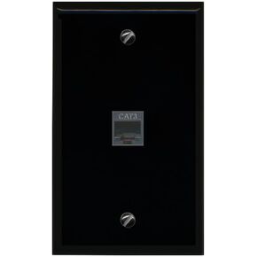 RiteAV Rj11/12 Phone Black Wall Plate 1 Gang Flat Black