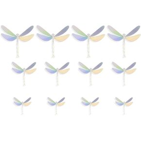 60Pcs 3D Dragonfly Stickers Metal Texture Self-Adhesive Dragonflies Wall Decals Home Decoration Party Wedding Silver