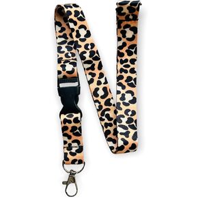 Leopard Print Lanyard With Detachable Buckle Clip & Safety Break