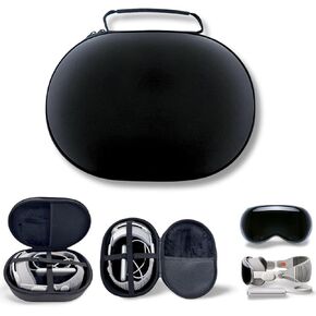 Hard Carrying Case for Apple Vision Pro - Compatible with Battery & Charger Accessories, Handheld Travel Storage for Vision Pro Headset, Shockproof & Lightweight, Black