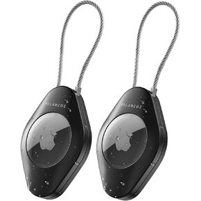 2 Pack Airtag Keychain with Wire Cable | Waterproof Airtag Holder for Apple Airtag - Airtag Keychain Protective Cover for Apple Air Tag. Holder Key Ring, Secure, Scratch Resistance for Keys, Luggage