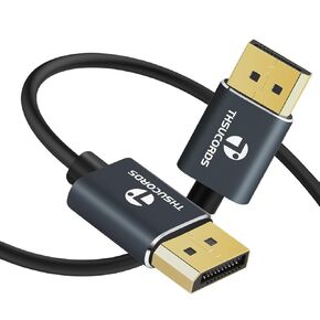 DisplayPort Cable 1.6FT 2Pack, Certified Ultra Slim & Thin 8K 4K Display Port 1.4 Cable(DP Cable) Support 8K@60Hz, 4K@144Hz 32.4Gbps for Laptop,PC,Monitor