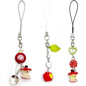 Cute Phone Charm Aesthetic Y2K Phone Charms Strap Red Strawberry Bear Star Cake Fork Spoon Heart Accessories for Phone Keychain Camera Purse Backpack Bag Pendants Décor (Scoop+ leaf+ button) in Kuwait