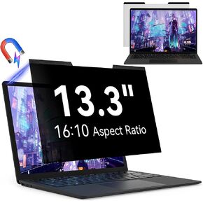 Magnetic 13.3 Inch Laptop Privacy Screen for 16:10 Computer Monitor, Removable Anti Glare Blue Light Filter Protector, 13 In Privacy Shield Compatible with Lenovo Hp Dell Acer Asus Thinkpad Envy Xps