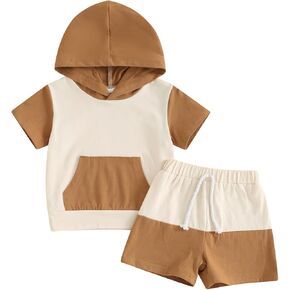 Baby Baseball Outfit Boy Baseball Shirt Short Sleeve Hoodie Top Stripe Shorts Toddler Infant Boy Summer Clothes