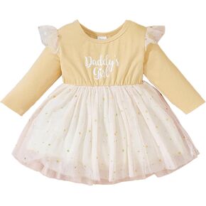 Baby Girls Dresses Toddler Long Ruffle Sleeve Tutu Skirt Tulle Dress Princess Outfits Set 3-24 Months