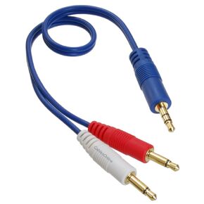 CablesOnline, 6ft 3.5mm (1/8") TRS Stereo Male to Dual (Rd/Wh) 3.5mm (1/8") TS Mono Male Blue Audio Breakout Cable, AM-606C