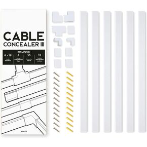 SimpleCord Cable Concealer On-Wall Cord Cover Raceway Kit - Cable Management System to Hide Cables, Cords, or Wires - Organize Cables to TVs and Computers at Home or in The Office (Short)