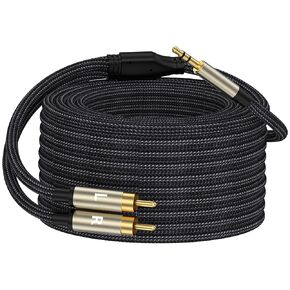 كابل ZTOXLR 3.5 مم إلى RCA، محول صوت RCA أنثى إلى Aux محول صوت HiFi لسماعة الرأس غلاف معدني RCA Y مقسم RCA سلك مساعد 1/8 إلى موصل RCA لمكبر صوت الهاتف MP3-1.6FT-2pack