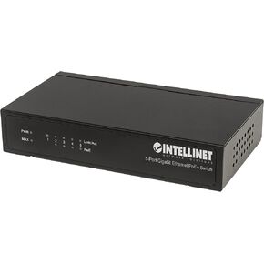 Intellinet 5-Port Gigabit Ethernet Poe+ Switch - 60W Power Budget, Power Output up to 30W Per Port, Unmanaged, Metal Case, Fanless - for Computer Networking Hub, Desktop, 3 Yr Mfg Warranty – 561228