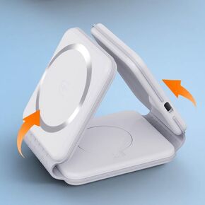 Fast Foldable wireless charger with strong magnet silicone rubber for Android and iOS Smartphones and other iOS devices little Protection bag Included
