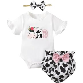 Baby Girl First Birthday Outfit Girl 1st Birthday Outfit Baby Cow Birthday Bodysuit