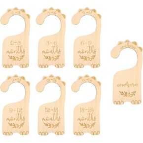 SAVITA 7pcs Wood Closet Dividers, Clothes Size Dividers Baby Cloth Organizers Baby Clothes Sorting Tags for Baby's 7 Periods, Boy Girl Nursery Decor