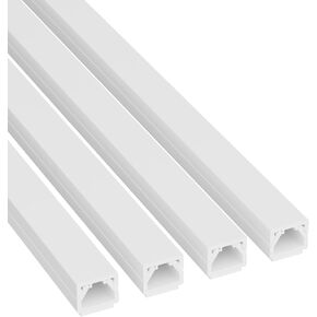 D-Line 13.12ft Cable Raceway, Self Adhesive Cord Cover, Hide 1x Cord, Paintable - 4X 0.4in x 0.31in (H) x 39in Lengths - White