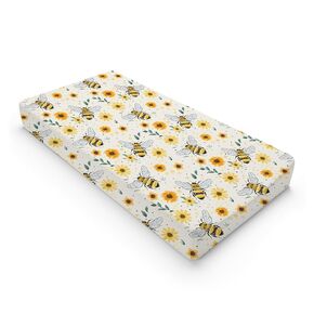Watercolor Bees Boho Sunflowers Leaves Baby Changing Pad Covers for Boy Girl 32''x16'' Bees Retro Floral Fitted Changing Pad Sheets Bees Soft Diaper Change Table Mats