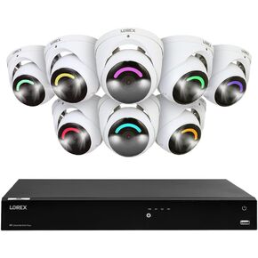Lorex Fusion 4K 16 Camera Capable (16 Wired or Wi-Fi) 4TB Wired NVR System with Dome Camera Featuring Smart Security Lighting and 2-Way Audio