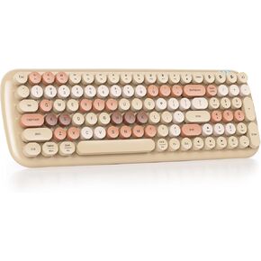 Wireless Bluetooth Typewriter Keyboard, 100 Keys Retro Round Keycap Colorful Mechanical Feel Membrane Office Candy Green Keyboard, for PC/Mac/Laptop/Tablet/Computer Windows (Forest Green)