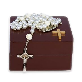 Catholic Baptism Gifts for Boys, Baby Baptism Gifts for Girl, Kids Rosary Beads Catholic, Baby Baptism Gifts Boy, Catholic Rosary for Women, Christening Gifts for Girls (White)