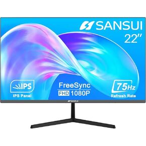 شاشة SANSUI IPS مقاس 22 بوصة - 75 هرتز FHD 1080P، منافذ HDMI وVGA، رفيعة للغاية، قابلة للتعديل، حامل VESA، مريحة للعين، زاوية عرض واسعة 178 درجة - مثالية للألعاب والاستخدام المكتبي in Kuwait
