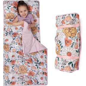Toddler Nap Mat with Pillow & Blanket - Extra Large Portable Roll Up Nap Mats with Name Tag - Thick Kids Sleep Mat for Daycare, Preschool, Travel and Camping - for Age 3 and up