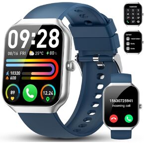 ساعة ذكية للرجال والنساء (الرد/إجراء مكالمة)، ساعة ذكية عالية الدقة 1.96 بوصة للياقة البدنية مع 110+ رياضة IP68 مقاومة للماء، معدل ضربات القلب/مراقبة النوم/عداد الخطى/السعرات الحرارية، متتبع نشاط اللياقة البدنية لنظام Android iOS in Kuwait