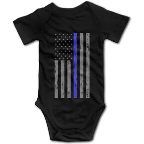 NEWBABY Thin Blue Line American Flag Baby Girls Short Sleeves Romper Bodysuit For 0-24m Baby ¡­