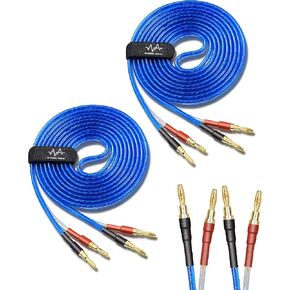 WYVERN [1Pair 8 Banana Plugs Total HiFi Speaker Wire/Assembled (Banana to Banana Plugs) Blue (9.8ft PER Wire/ 3 Meters PER Wire)