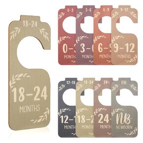 8pcs Baby Closet Dividers for Clothing Organizer, Double-Sided Baby Wardrobe Divider Multi-Color Wooden Clothes Size Classification Hanger from Newborn to 24 Months Nursery Decor