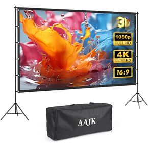 AAJK120-inch Portable Projector Screen with Stand – Elevate Your Outdoor Movie Nights with 4K HD Clarity and Lightweight Convenience