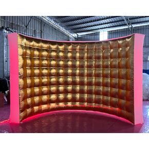 Gold Inflatable Photo Booth Wall with Led Lights |10' L x 5' W x 7.6' H| Inflatable Photo Booth Backdrop for Advertising, Bars, Shopping Malls, Party Wedding
