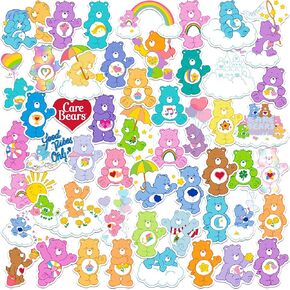 مجموعة متنوعة من الملصقات الفاخرة الكبيرة المصنوعة من الفينيل 50 قطعة من Care Bears Classic - كمبيوتر محمول، زجاجة مياه، سجل القصاصات، الكمبيوتر اللوحي، لوح التزلج، داخلي/خارجي