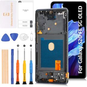 S20 FE 4G G780/5G G781 OLED LCD Display +Cloud Navy Frame 6.43" for Samsung Galaxy S20 FE 4/5G LCD Screen Display Replacement Touch Digitizer Assembly Kit sm-g781b/u/u1/w/n/v sm-g780f/g