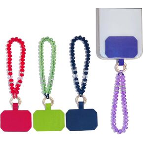Cute Cell Phone Lanyard Strap Bling Crystal Phone Charm Beads Phone Chain Strap with Colorful Tether Tab for Women Cell Phone