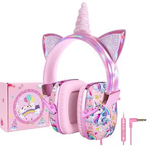 TCJJ Dinosaur Headphones for Boys to School, Kids Wired Headphones with Mic & 3.5mm Jack, Safe Volume 85/94dB,Noise Cancelling Over-Ear Headphone with Adjustable Headband for iPad/Smartphones-Green