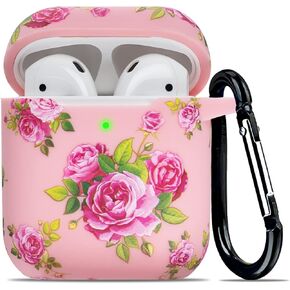 Airpod Case Soft Silicone Flexible Skin Cow Print, YOMPLOW Airpods Case Cover Earpod Case for Apple AirPods 2&1 Cute for Girls Women with Keychain (Cow)