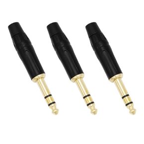 Fancasee 3 Pack 6.35mm Stereo Plug Replacement TRS 1/4" 6.35mm Male Solder Adapter Jack DIY Audio Cable Connector for Microphone Speaker Audio Cable Repair