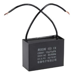 uxcell Ceiling Fan Capacitor CBB61 12uF 500V AC 2 Wires Metalized Polypropylene Film Capacitors 58x25x42mm for Water Pump Motor Generator