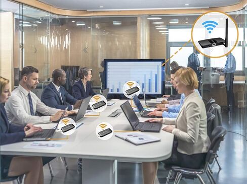 10x1 Wireless Group Meeting Presentation System, Wireless HDMI Transmitter and Receiver for Small Meeting Room, One Receiver with Up to 10 Transmitters (WJEXT15-3, 1 Transmitter Included) in Saudi Arabia