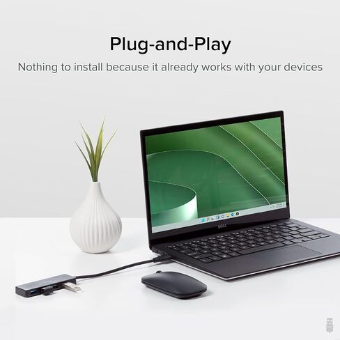Plugable 4 Port USB Hub 3.0, USB Splitter for Laptop, Compatible with Windows, Surface Pro, PC, Chromebook, Linux, Android, Charging Not Supported in Saudi Arabia