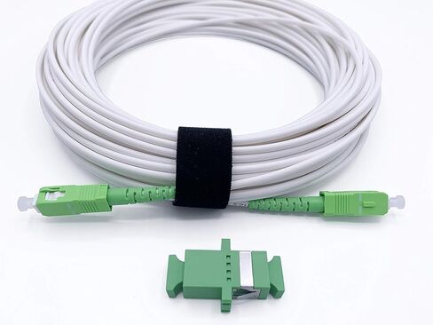 Elfcam® - 5m/16.4ft Fiber Optic Cable Singlemode SC/APC to SC/APC, Delivery with The Coupler for Extending Fiber Optic Cable, Compatible with FTTH Cable, White, 5 Meters in Saudi Arabia